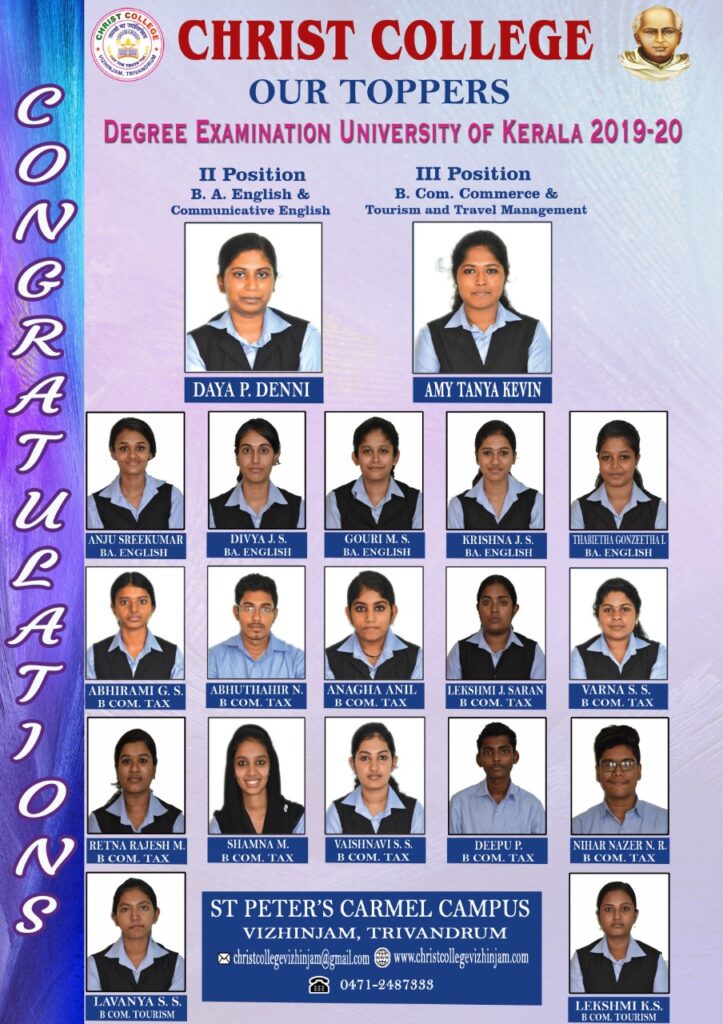 OUR TOPPERS- KERALA UNIVERSITY FINAL YEAR 2020 EXAM